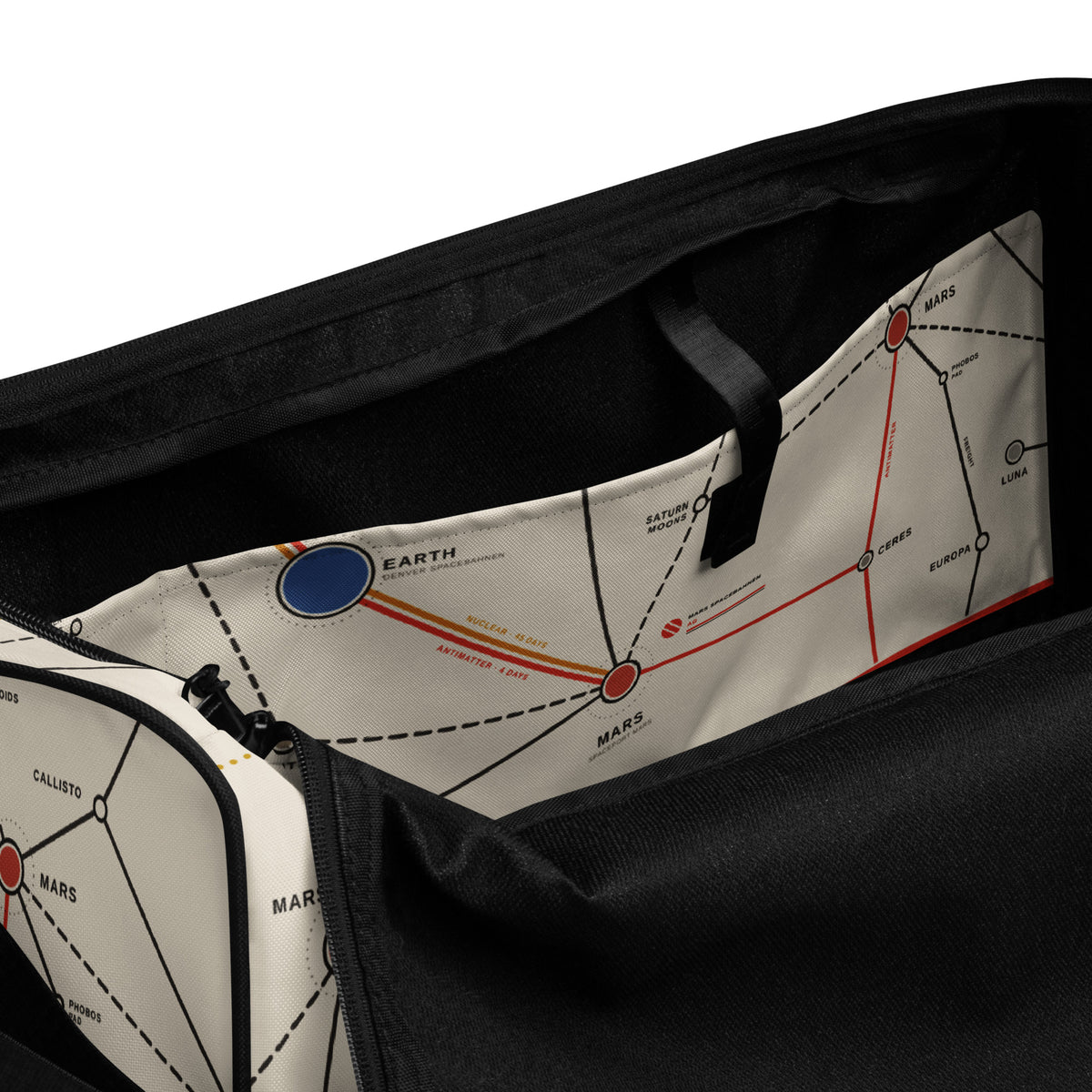 Mars Spacebahnen AG Route Map Duffle, Cream, inside pocket view